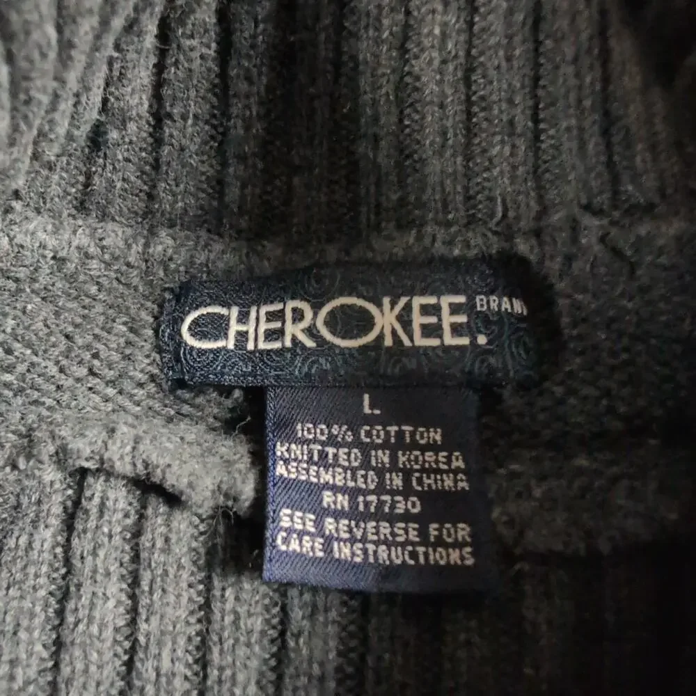 VTG Y2K CHEROKEE Multicolor Striped Cable-Knit Turtleneck Sweater Women's Size M